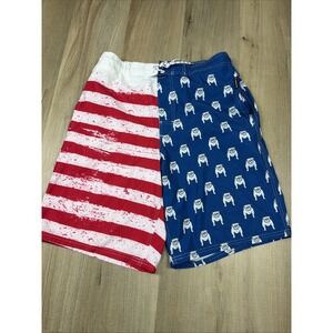 Swim Trunks American Airwalk USA Flag Bulldog Mens Medium Patriotic Board Shorts